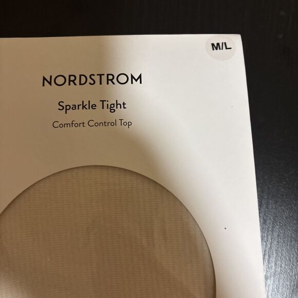 Nordstrom Comfort Control Top Sparkle Tights Size M/L Cream w/ Gold - Picture 2 of 4